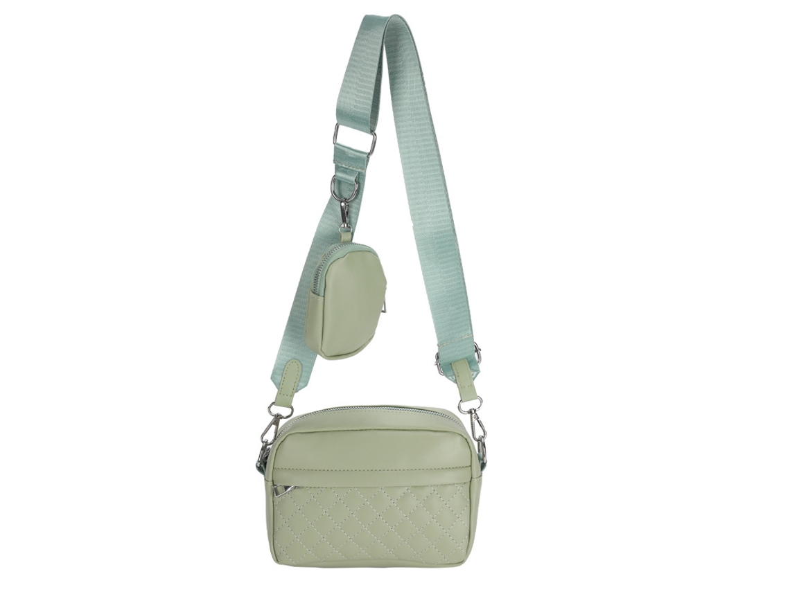 Bolsa De Ombro Com Zíper Acolchoado Em Losangos, Bolsa Transversal Quadrada Casual Feminina Com Mini Porta Moedas, Verde SUNNY SPACES