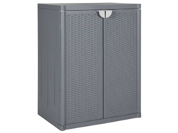 Vidaxl Móvel De Arrumação Para Jardim 65x45x88 Cm Vime Pp Cinzento