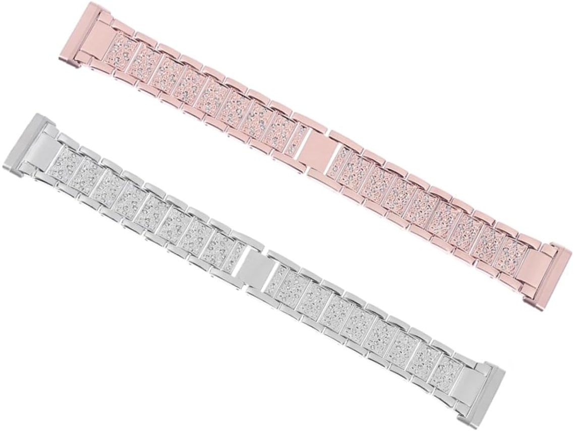 2 Pulseiras De Aço Com Strass, Acessórios Reposição Para Relógios