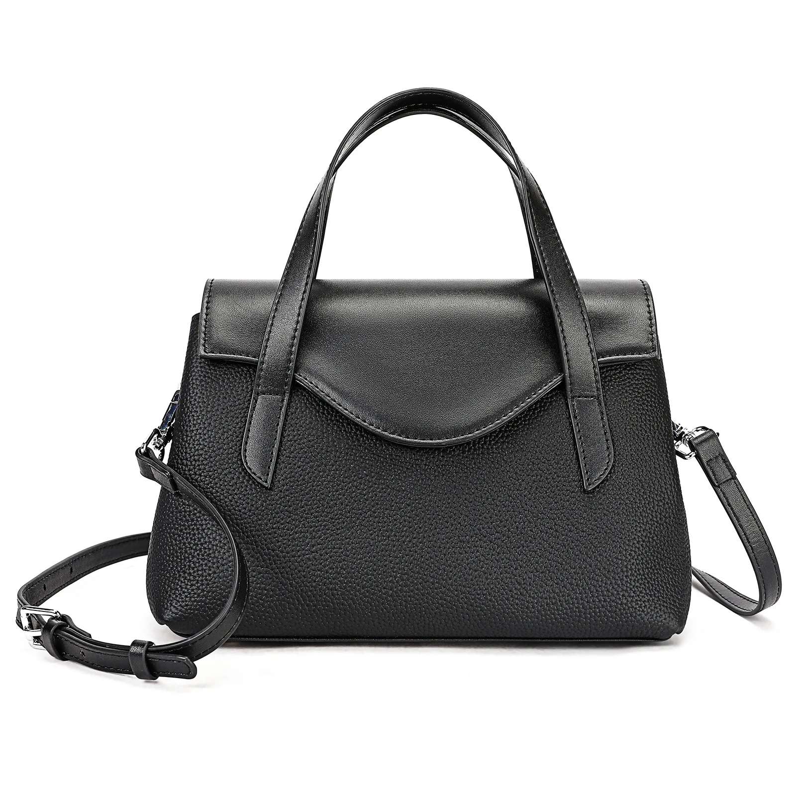 (7110-preto) Nova Bolsa Feminina De Luxo De Grife, Bolsa De Couro Genuíno, Bolsa De Ombro Feminina De Alta Qualidade
