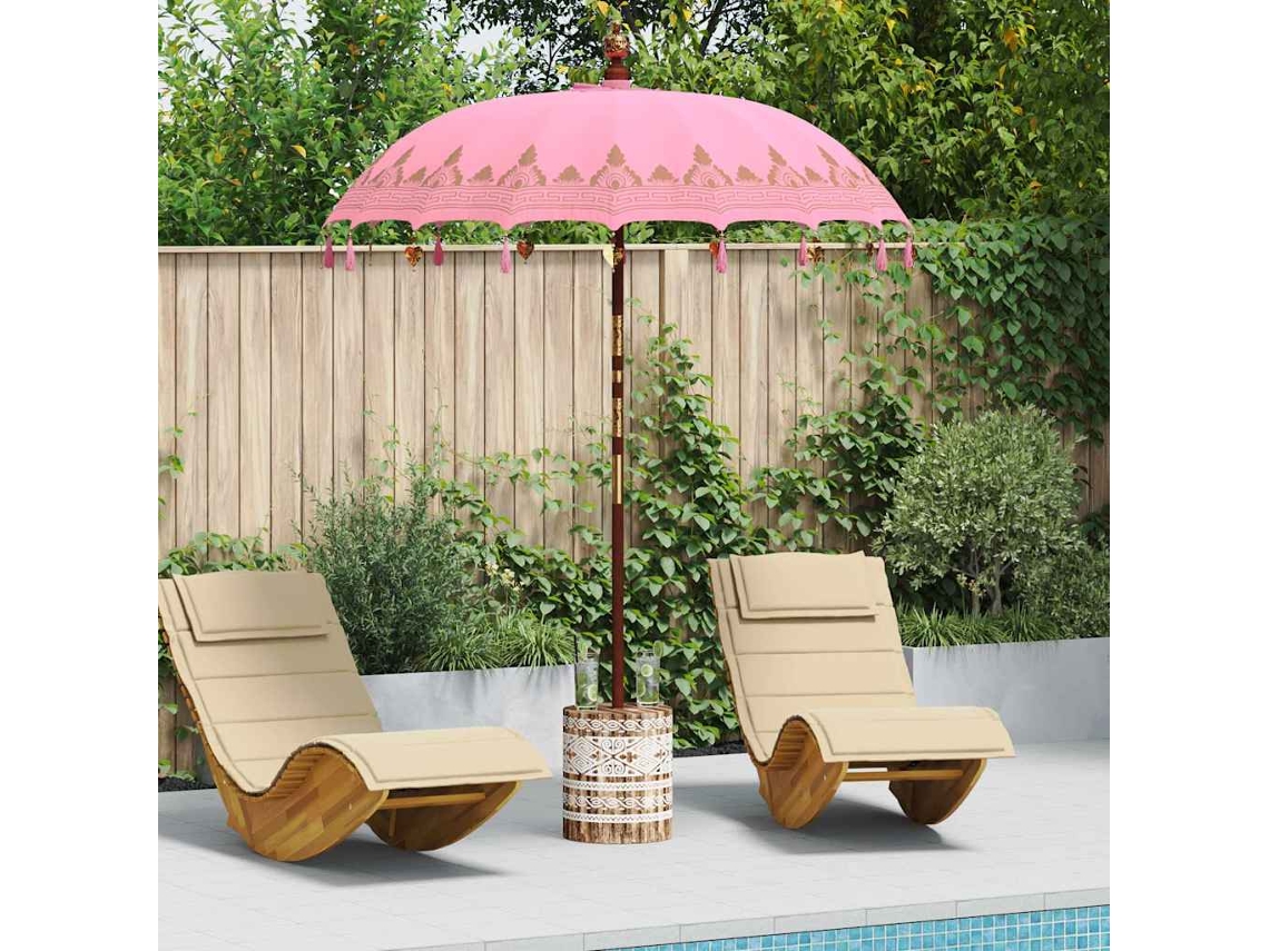 Vidaxl Parasol Balinês Com Base Rosa 185 X 185 X 260 Cm