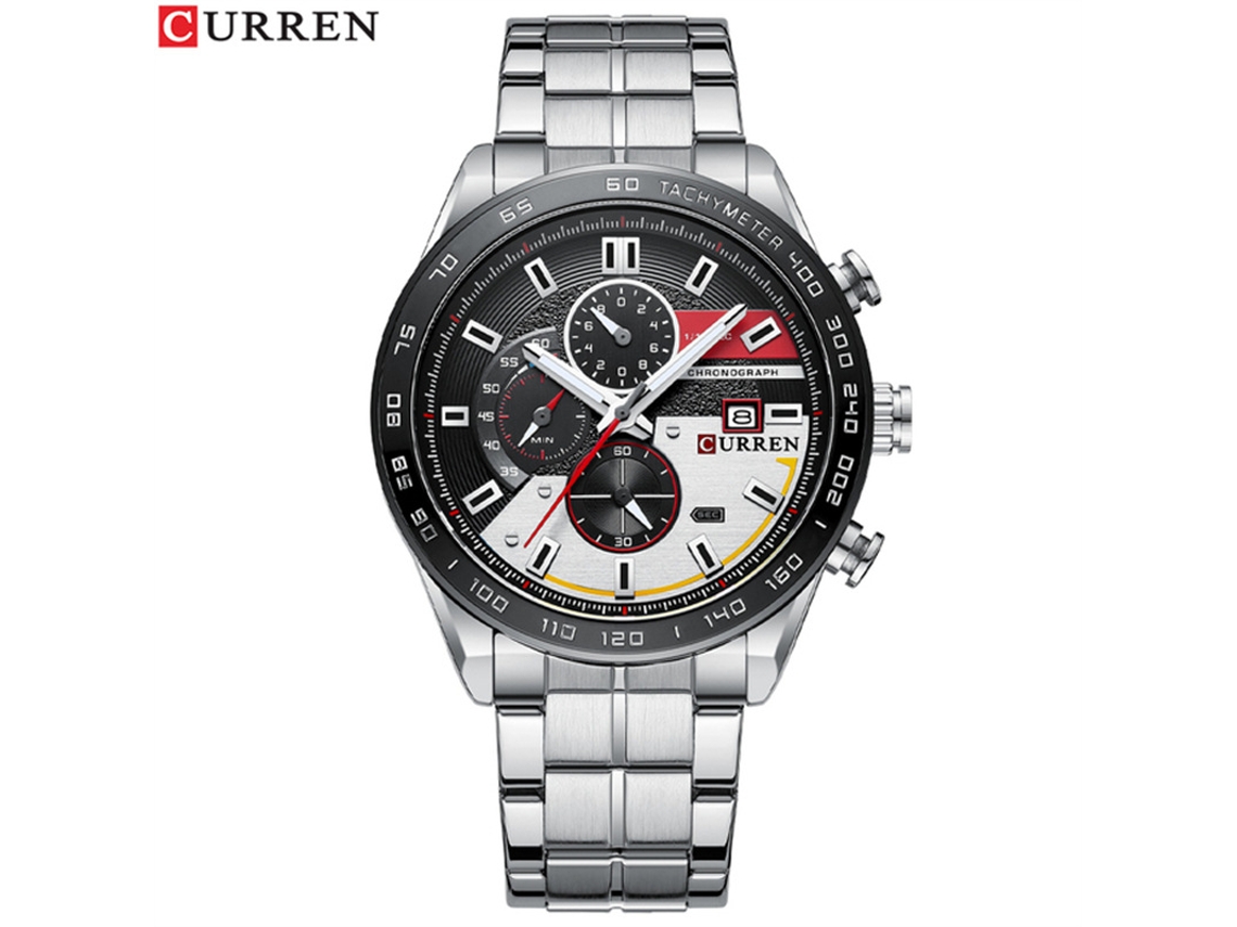 Relógio de quartzo MDUG à prova d'água, estilo simples, pulseira de aço, branco