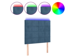 Led Headboard, Led Headboards Vidaxl Azul Veludo (90 X 5 X 118/128 Cm)