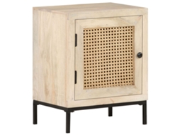 Vidaxl Mesa De Cabeceira 40x30x50cm Mangueira Maciça/palhinha Natural