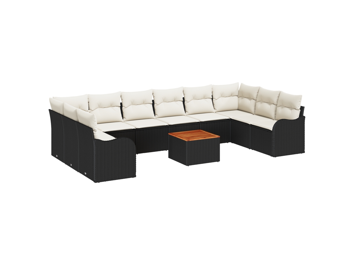 Conjunto 11 Conjunto De Sofá De Jardim Vidaxl Preto Vime Pe (55 X 55 X 37 Cm)