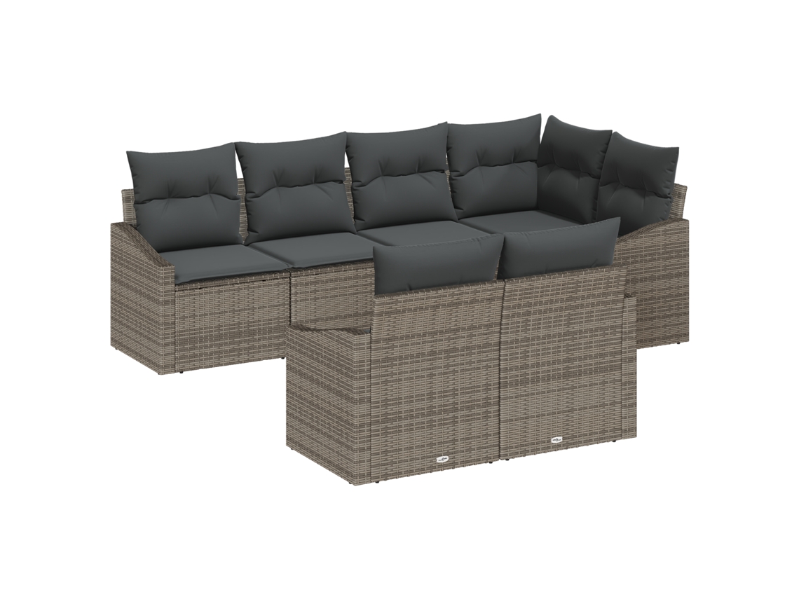 Conjunto 7 Sofá De Jardim Vidaxl Cinzento Vime Pe (233,5 X 123,5 X 85 Cm)