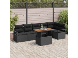 Vidaxl Conjunto De Sofá De Jardim 7 Unid. 6-número De Lugares Preto