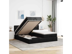 63 / 5,000vidaxl Estrutura De Cama Otomana Com Colchões Tecido Preto