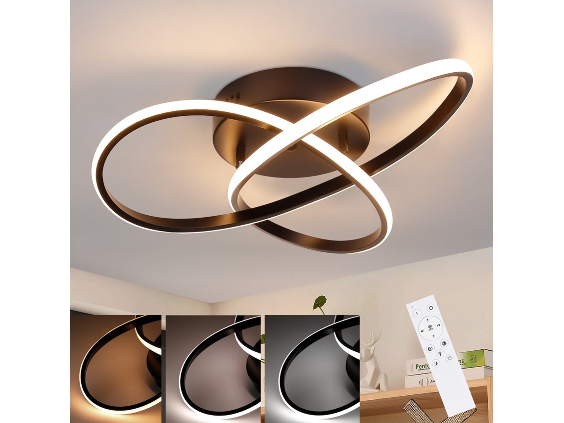 ZMH Luminária de teto LED de design preto de 40 cm com intensidade regulável