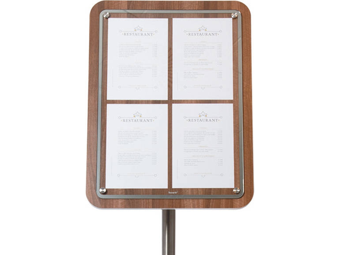 Display Informativo SECURIT Glass Star 4xA4 (A2) Nogueira