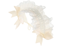 Faixa De Cabelo Lolita Amarela Com Renda E Laço, Faixa De Cabelo Elástica Ajustável