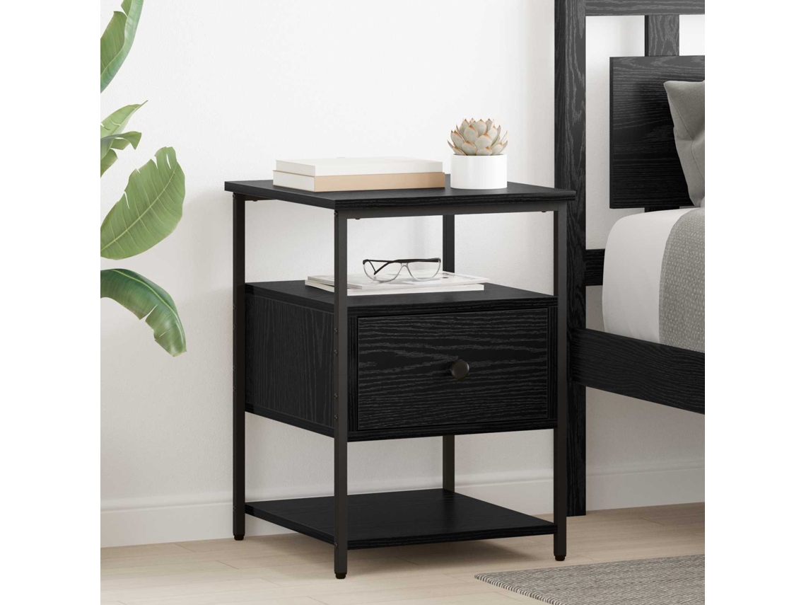 Vidaxl Armário De Cabeceira Com Gaveta Carvalho Preto 40 X 42 X 56 Cm