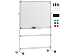Quadro Branco, 120 X 90 Cm, Magnético, Giratório, Móvel, Inclui Marcador E Apagador, Moldura Metálica, Branco