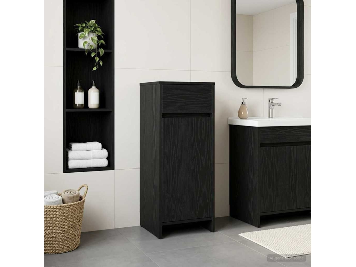 Vidaxl Armário De Banheiro Carvalho Preto 35 X 36,5 X 85 Cm