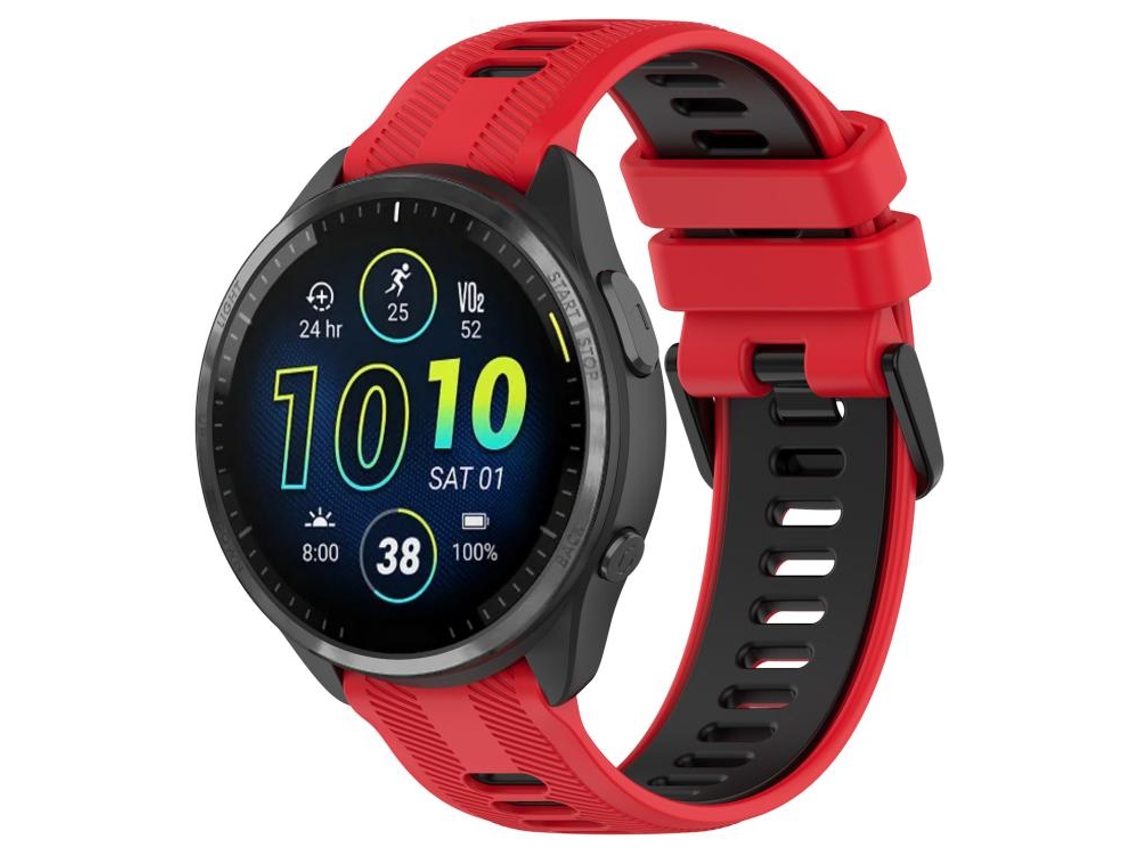 Bracelete para Garmin Forerunner 965 Silicone Bicolor Fivela Preta Vermelha e Preta XIAOMOYU
