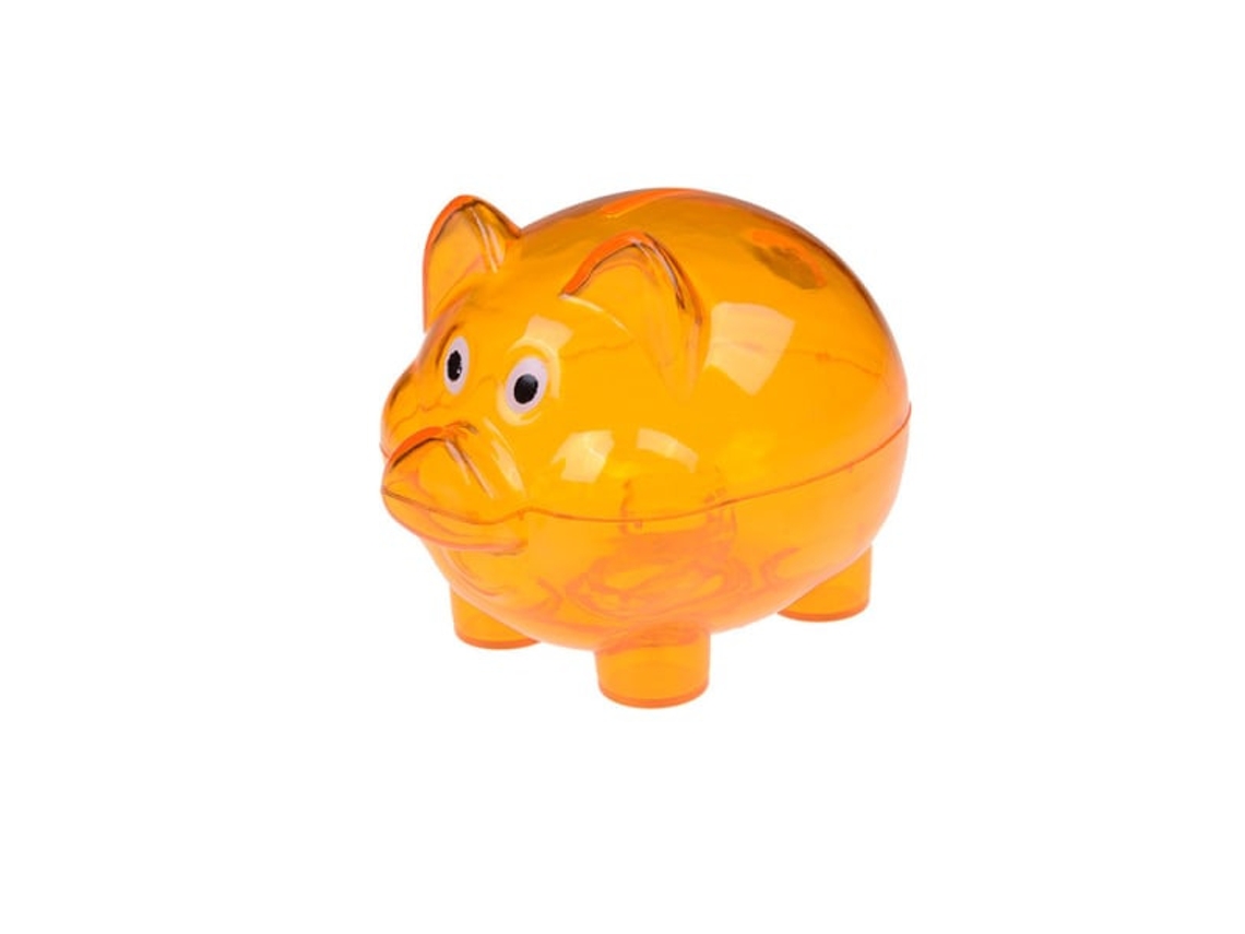 Cofrinho De Plástico Em Forma De Porquinho Bebê Para Moedas, Laranja. Aquaforge
