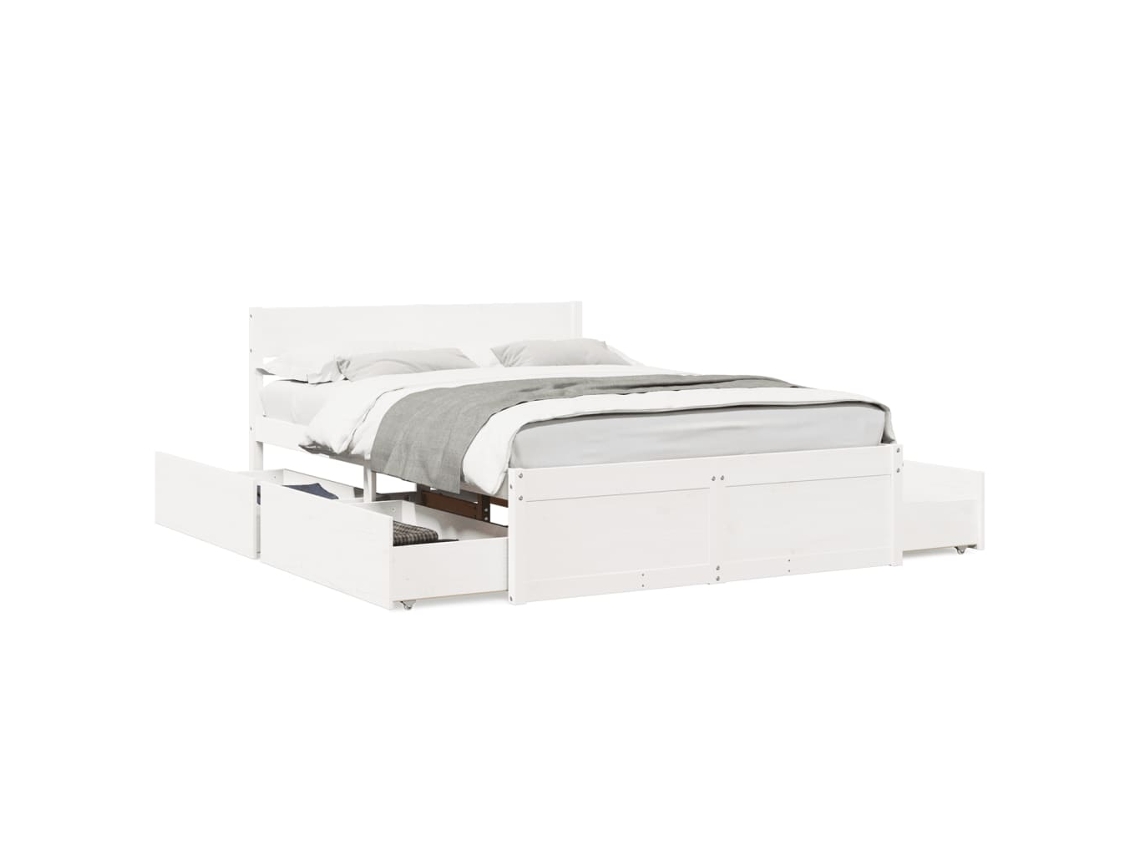 Cama Sem Colchão 120x200 cm Madeira de Pinho Maciça Branco MAISON EXCLUSIVE
