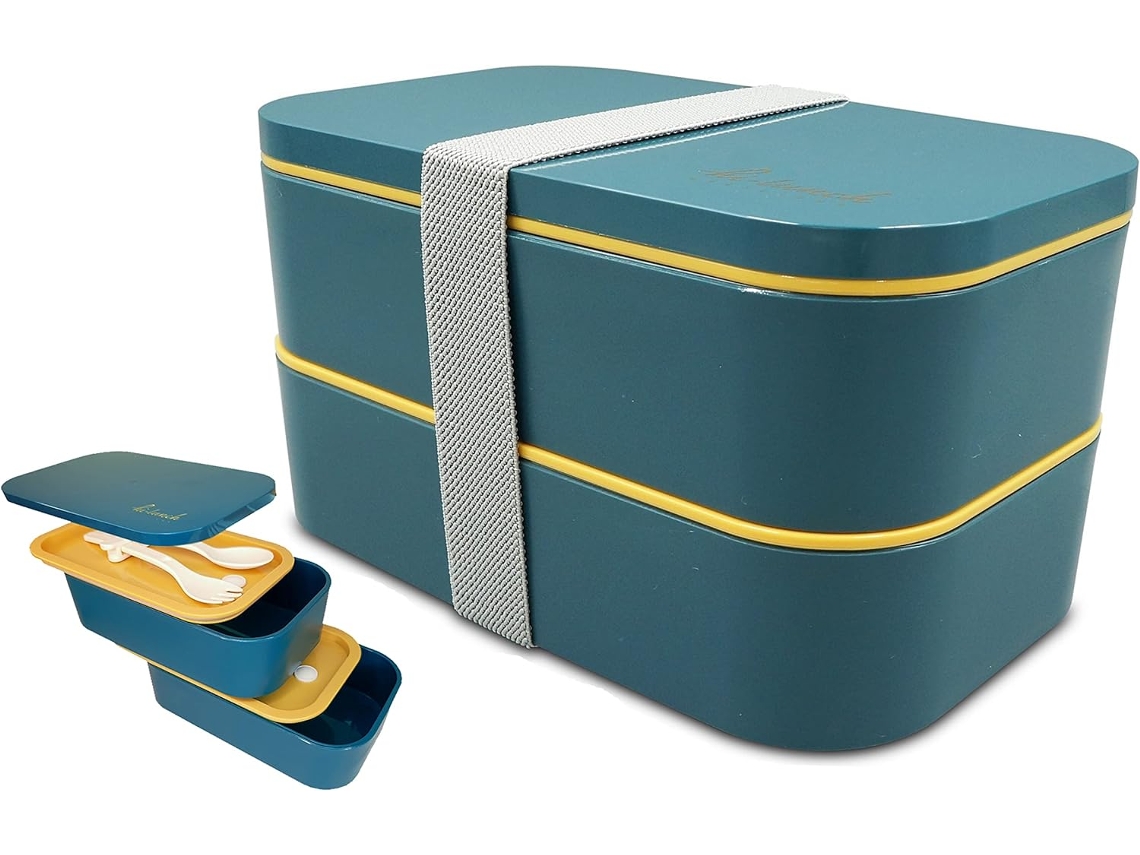 Bento Box Japonês 2 Andares, Caixa Almoço Isotérmica Azul DUREFORWARD
