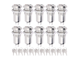 Chave Interruptor Barril De Metal Onoff Fechadura De Energia Aço Inox Com Chave 12mm 10pcs