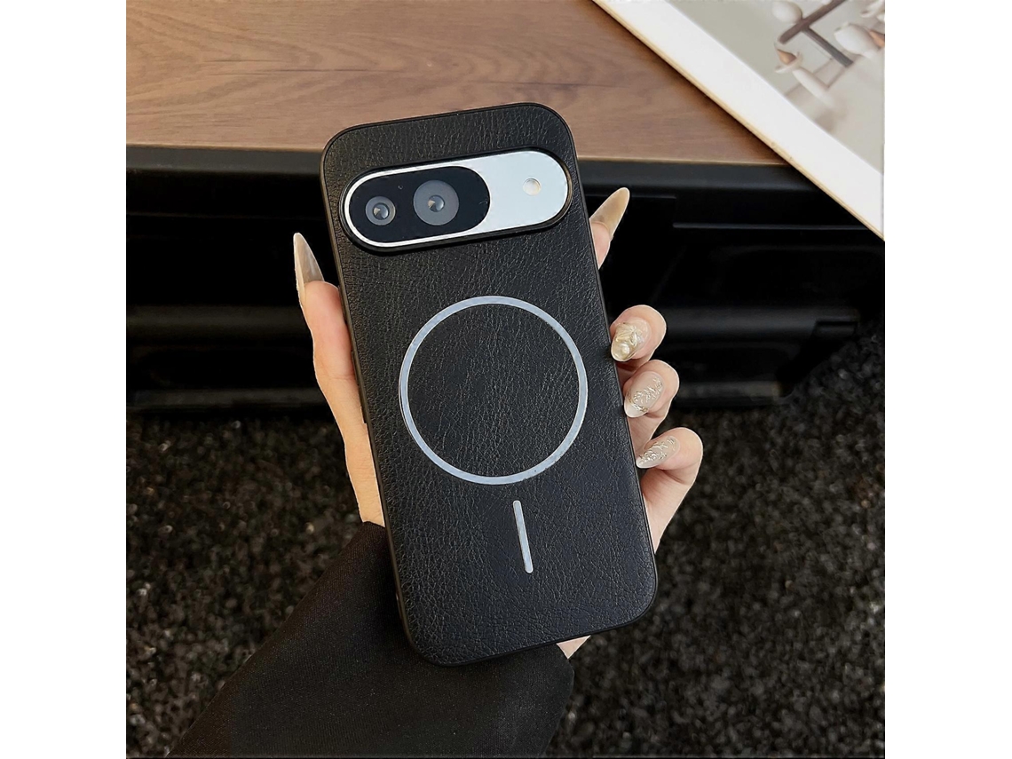 Capa Tkdaddy Para Google Pixel 10 Pro/pixel 10 Compatível Com Magsafe Crazy Horse Com Textura De Couro E Capa Traseira Preta
