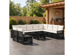Vidaxl Conjunto De Sofá De Jardim 11 Unid. Preto E Branco Creme