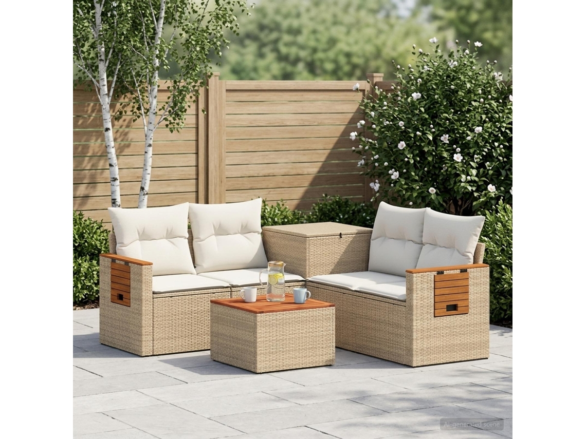 Vidaxl Conjunto De Sofás 6 Unid. Bege E Branco Creme
