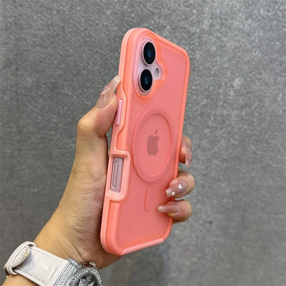 Capa Magnética Fosca Para Celular (rosa 16 Plus), Capa Traseira À Prova De Choque