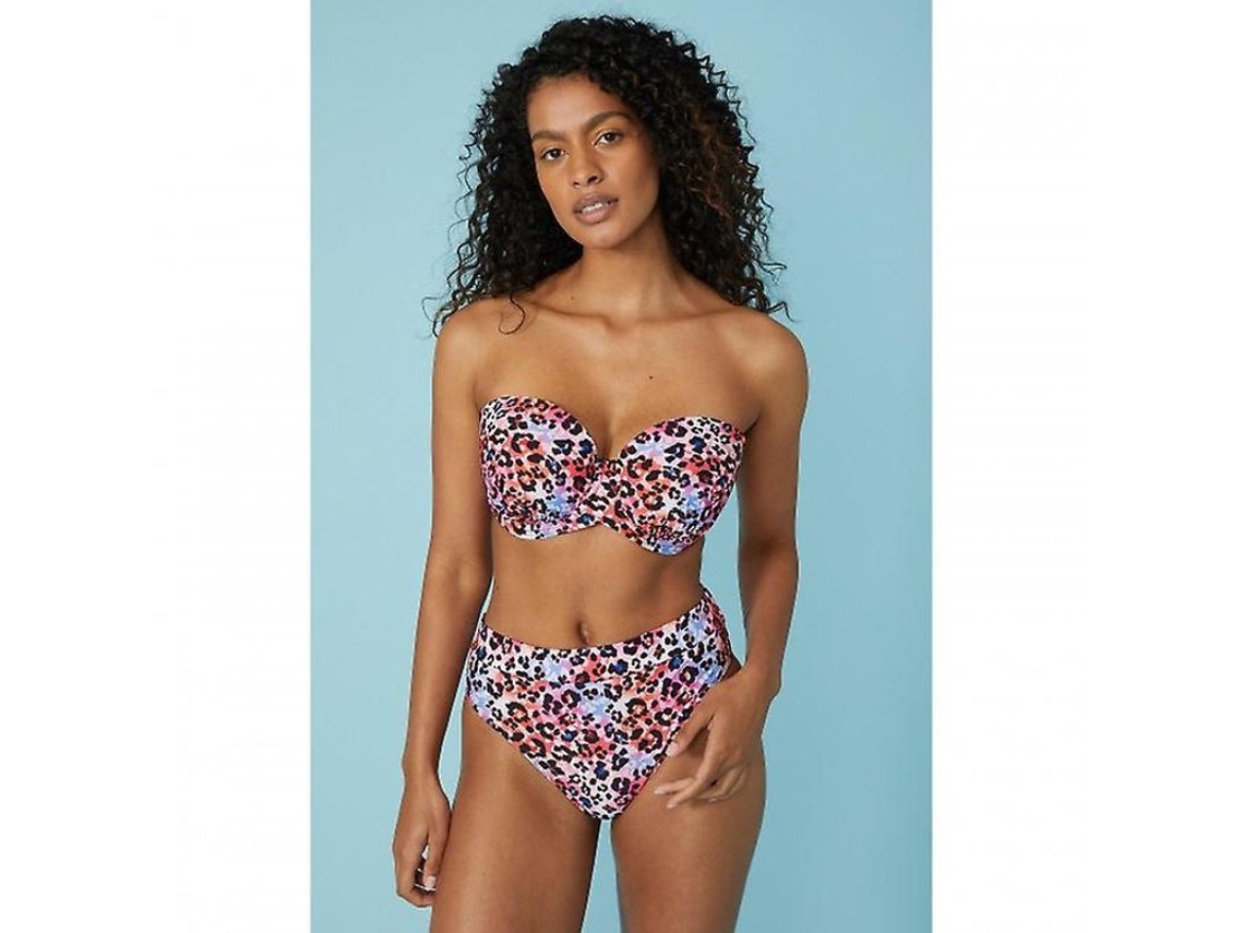 2026 top de Bikini Sem Cinto Estampado Animal para Mulher com Armadura Interna e Fecho de Broche