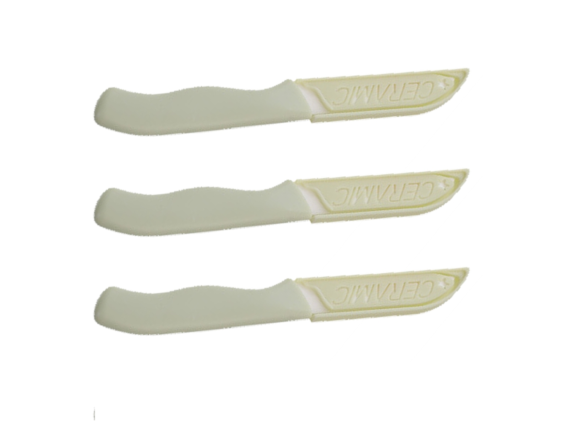 Faca de Frutas de Mão com Capa de Faca de Cerâmica 3Pcs Verde