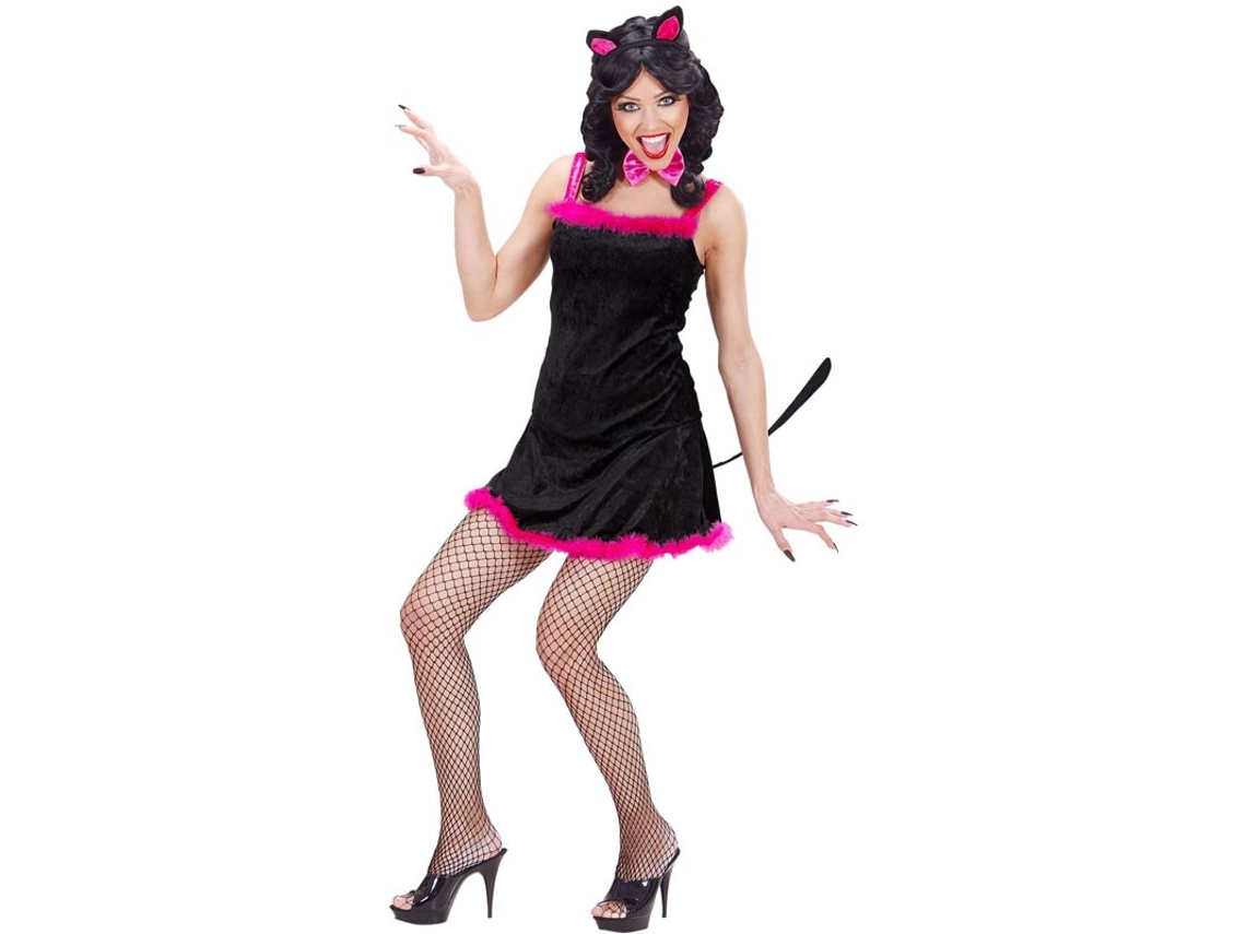 Fato de gato com vestido de veludo preto para mulher