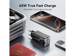 Gan Tech Kuulaa Kl-cd64 Carregador Usb Pd De 65 W Com 3 Portas Usb-a 2 Usb-c, Carregador De Parede Com Carregamento Rápido Pd