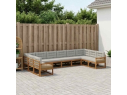 Vidaxl Conjunto De Sofás Para Exterior 10 Pcs Natural E Cinzento-claro