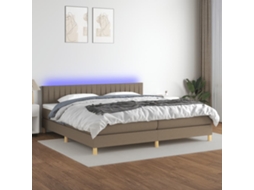 Vidaxl Cama Box Spring Colchão/led 200x200cm Tecido Cinza acastanhado