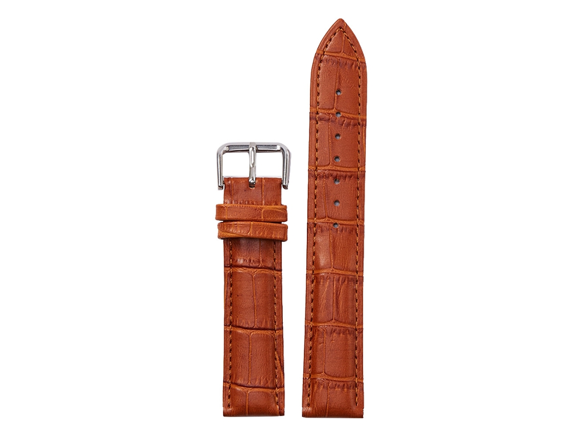 Correia De Relógio De Couro Autêntico Com Fivela De Engate Para Pulseira (21mm Marrom Claro)