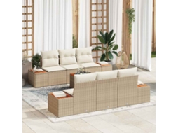 Vidaxl Conjunto De Sofá De Jardim 7 Unid. Bege Rattan Sintético