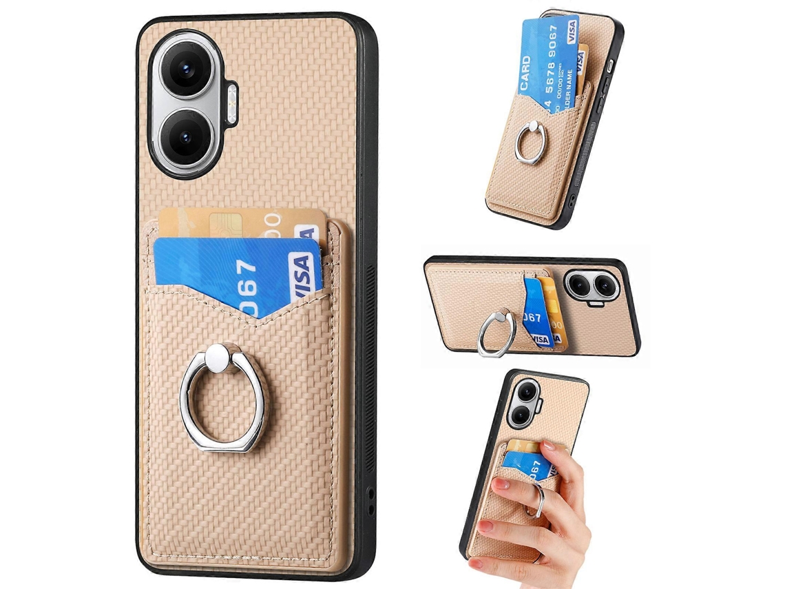 Capa Tkdaddy Para Xiaomi Redmi Turbo 4 Pro 5g Com Compartimentos Para Cartões E Suporte De Anel, Cor Damasco
