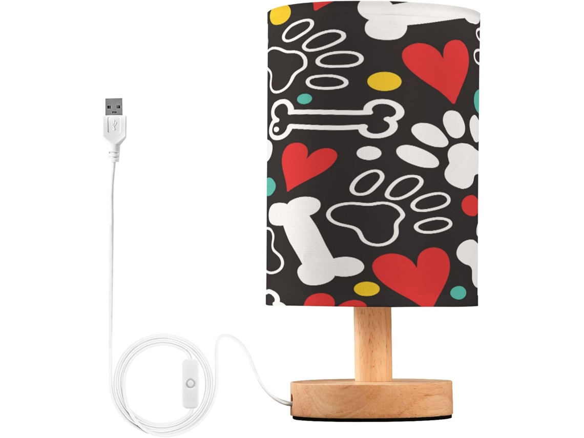 Luminária De Leitura Decorativa Com Usb, Luminária De Mesa Infantil, Bar, Pegadas De Pata, Ossos, Corações, Diversão