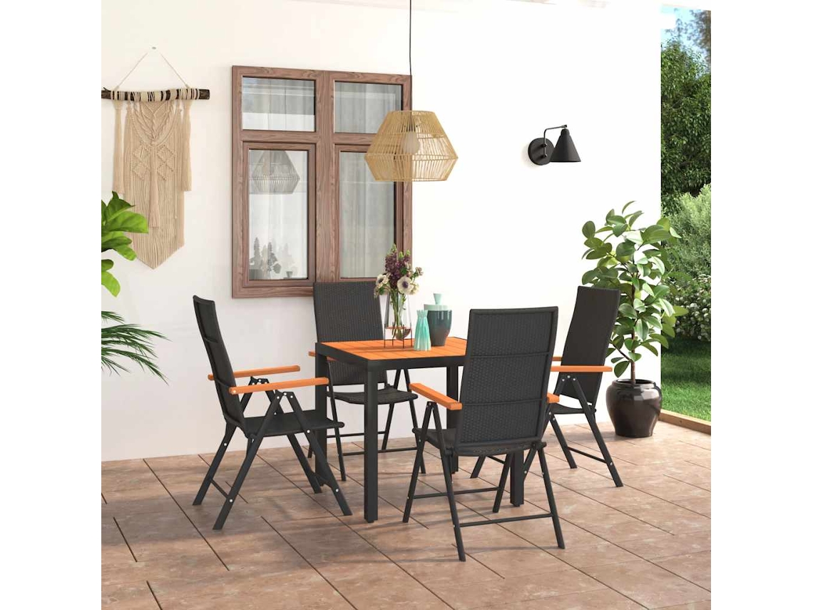 Vidaxl 5 Pcs Conjunto De Jantar Para Jardim Preto E Castanho