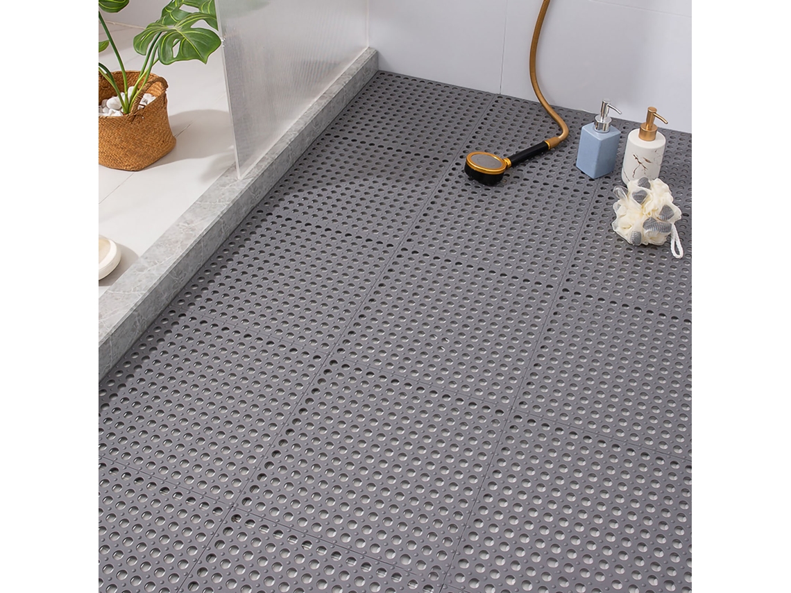 10pcs Tapete de Banho Anti Derrapante com Ventosas 30x30cm Cinza | S/MARCA