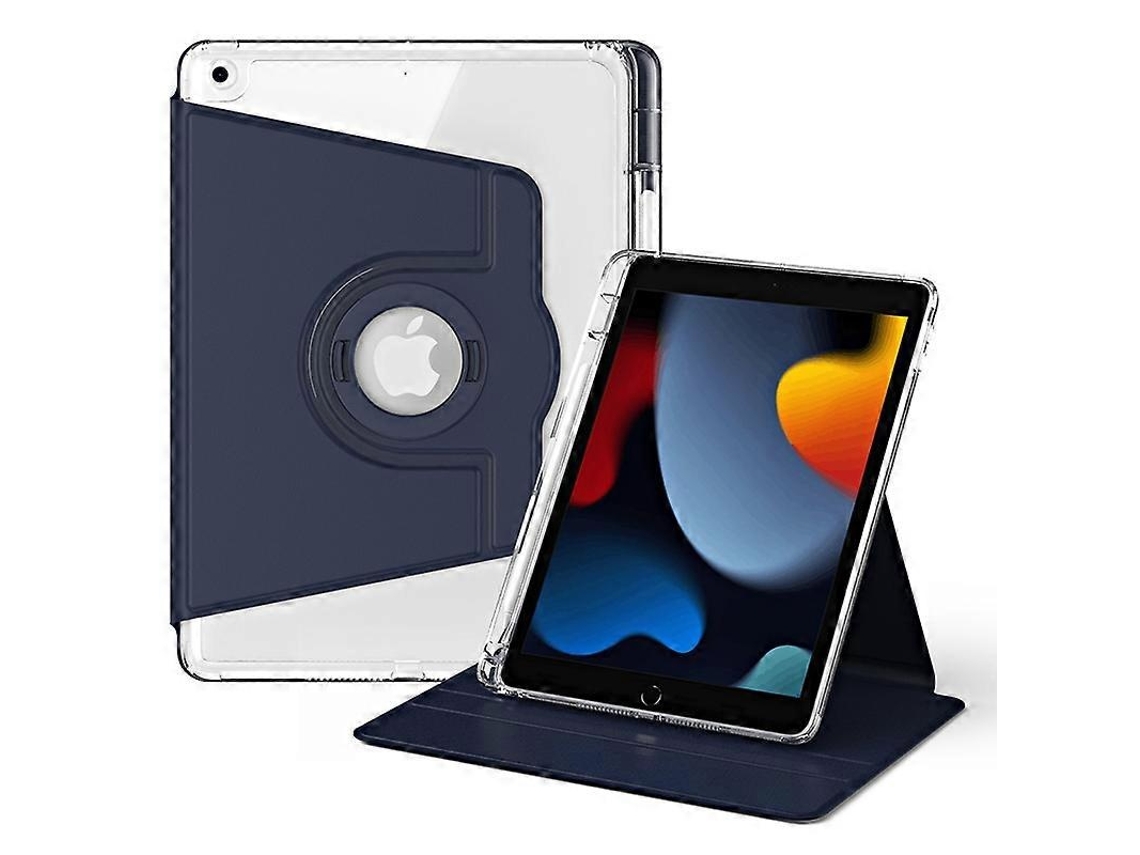 Capa Em Couro Pu E Acrílico Com Suporte E Ativação Automática Para Ipad 9,7 Polegadas (2018) / Ipad Air (2013) / Air (2017), Azul Escuro Elysve