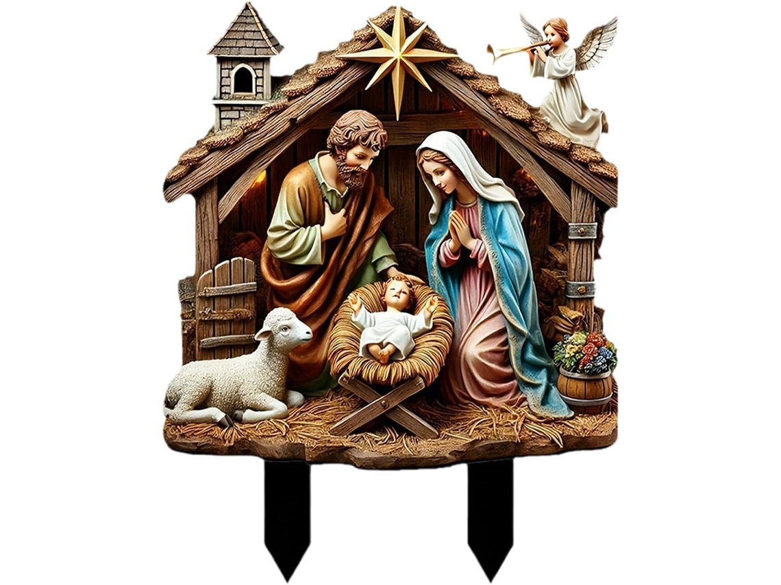 Estaca Genérica de Natal para Jardim Externo Presépio de Acrílico, Estatueta Decorativa para Jardim, Vasos de CHABERLU