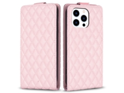 Capa Em Couro Pu, Para Iphone 16 Pro Max - Rosa