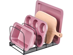 Suporte para Pratos, Tampas de Panela com Divisórias Ajustáveis, Escorredor, Preto Utilização Prática Resistente Moderna Multifuncional STELASPLEN