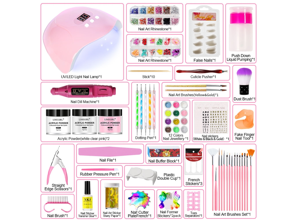 Conjunto De Ferramentas Para Unhasconjunto De Ferramentas Para Unhas Artísticas Com Pó Acrílico Yunzii