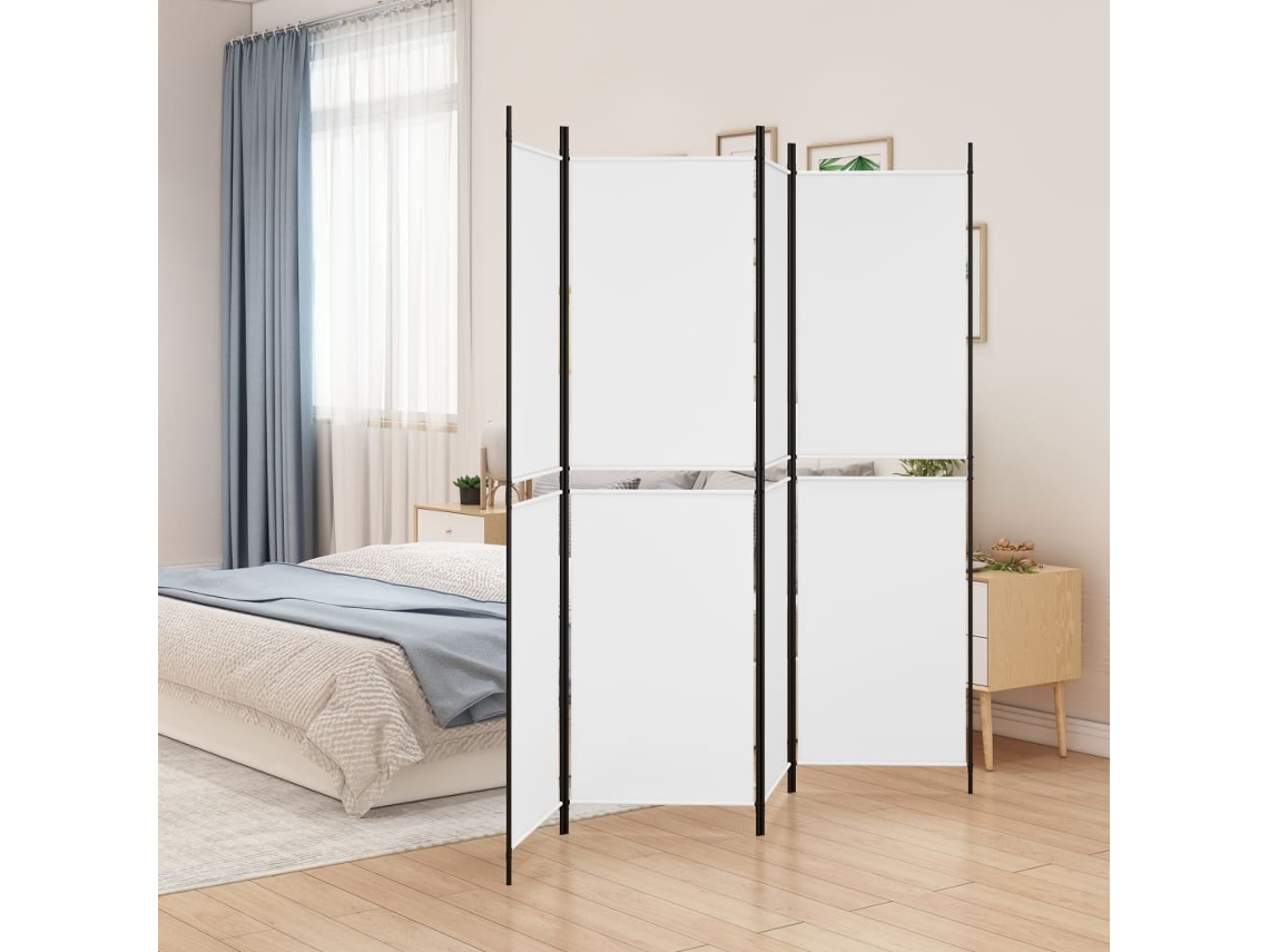Vidaxl Biombo Com 4 Painéis 200x200 Cm Tecido Branco