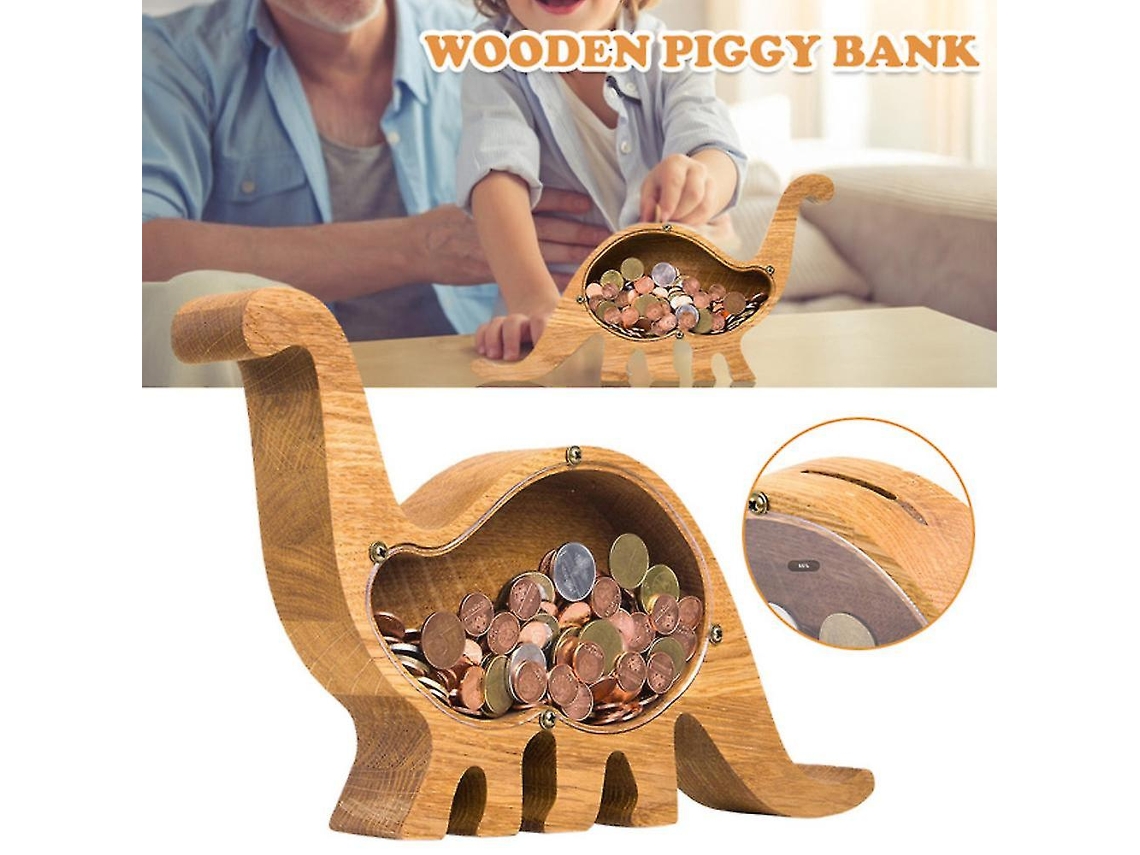 Cofrinho De Madeira Em Formato De Dinossauro, Caixa Para Economizar Dinheiro, Presente Para Crianças, Decoração Para Casa Olysi Shop
