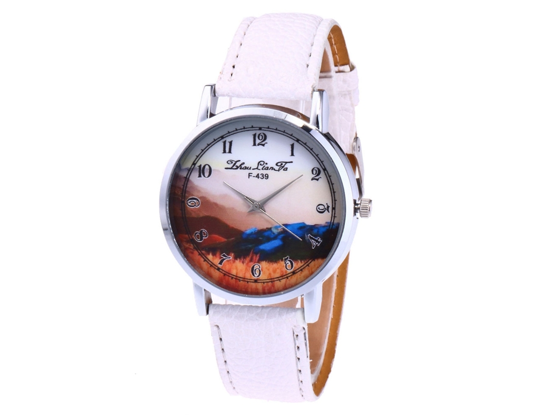 Reloj De Pulsera Analógico De Cuarzo Con Dial Redondo Fashion (blanco)