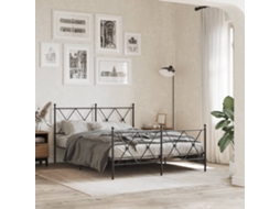 Vidaxl Estrutura De Cama Com Cabeceira E Pés 140x200 Cm Metal Preto