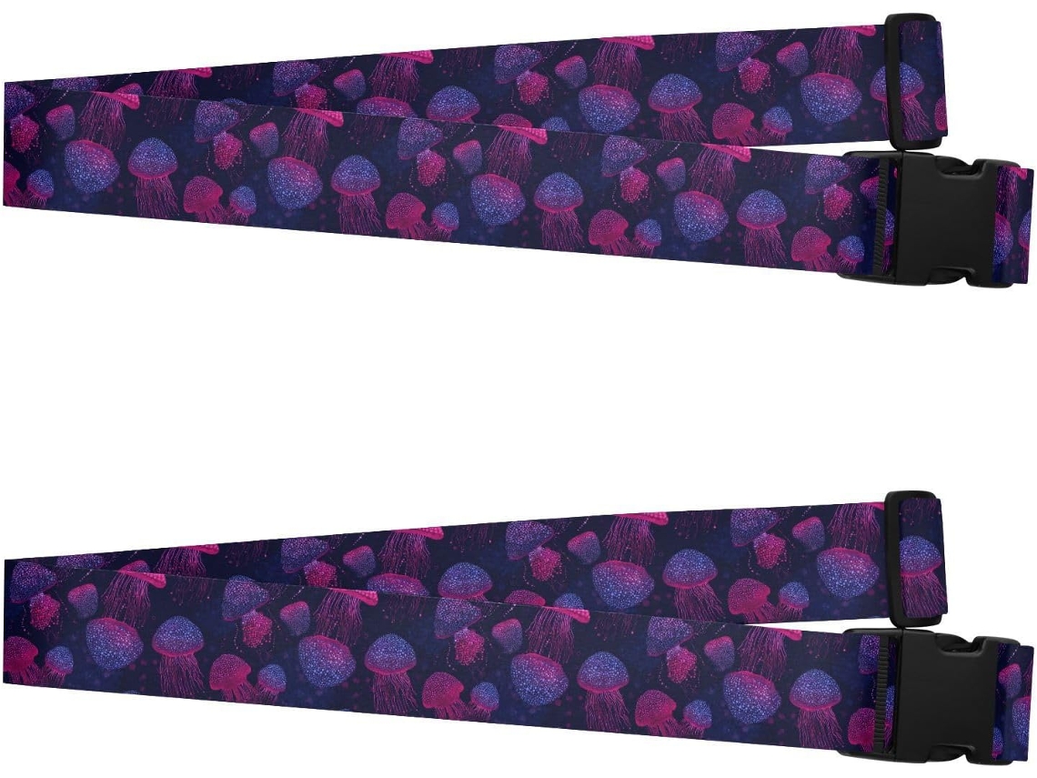 Conjunto De 2 Alças Bagagem Ajustáveis Com Estampa Bolinhas Rosa E Roxas, Ideais Viagens Marítimas, Passeios