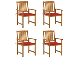 Vidaxl Cadeiras De Jardim C/ Almofadões 4 Pcs Madeira De Acácia Maciça